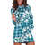 Hibiscus Pakala Ocean Depths Blue Hoodie Dress Tropical Floral Stylized - Polynesian Pride