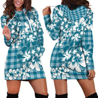 Hibiscus Pakala Ocean Depths Blue Hoodie Dress Tropical Floral Stylized - Polynesian Pride