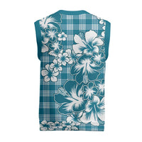Hibiscus Pakala Ocean Depths Blue Christmas Knitted V-Neck Vest Tropical Floral Stylized LT01 - Polynesian Pride