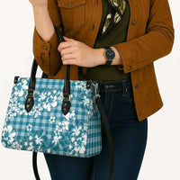 Hibiscus Pakala Ocean Depths Blue Leather Bag Tropical Floral Stylized - Polynesian Pride