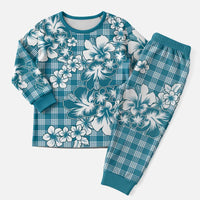 Hibiscus Pakala Ocean Depths Blue Christmas Pajama Set Tropical Floral Stylized LT01 Men Blue - Polynesian Pride