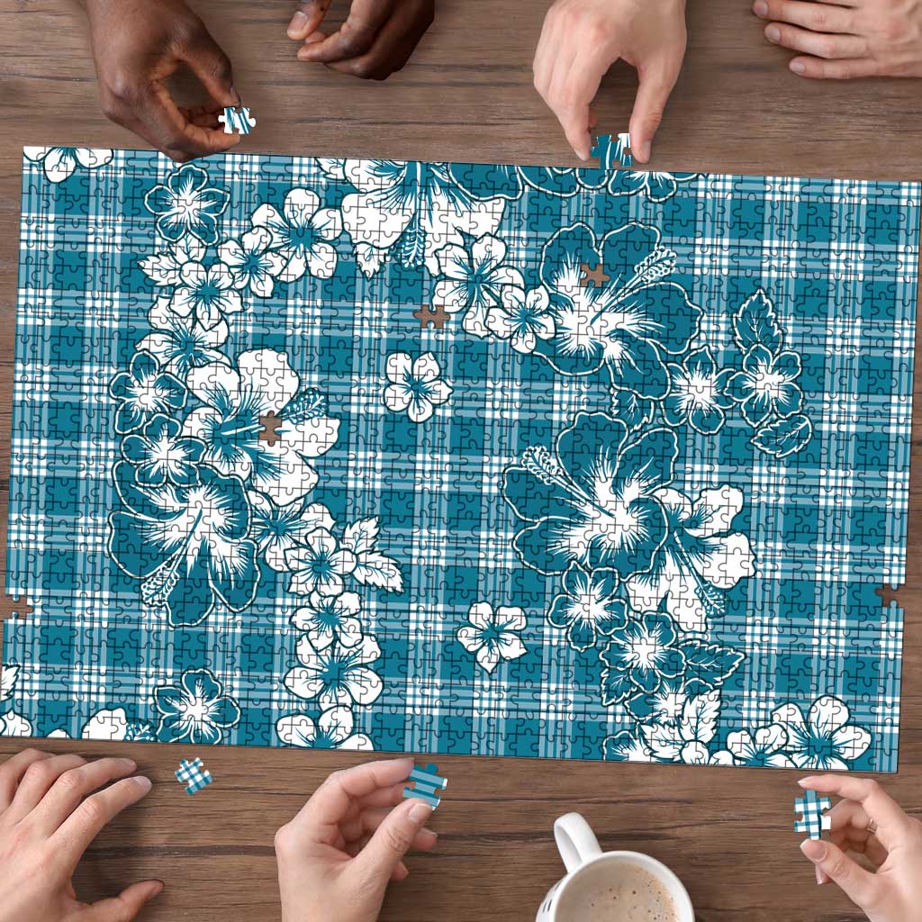 Hibiscus Pakala Ocean Depths Blue Puzzle Tropical Floral Stylized - Polynesian Pride