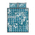 Hibiscus Pakala Ocean Depths Blue Quilt Bed Set Tropical Floral Stylized - Polynesian Pride