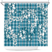 Hibiscus Pakala Ocean Depths Blue Shower Curtain Tropical Floral Stylized - Polynesian Pride