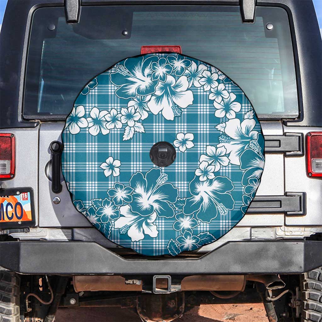 Hibiscus Pakala Ocean Depths Blue Spare Tire Cover Tropical Floral Stylized - Polynesian Pride