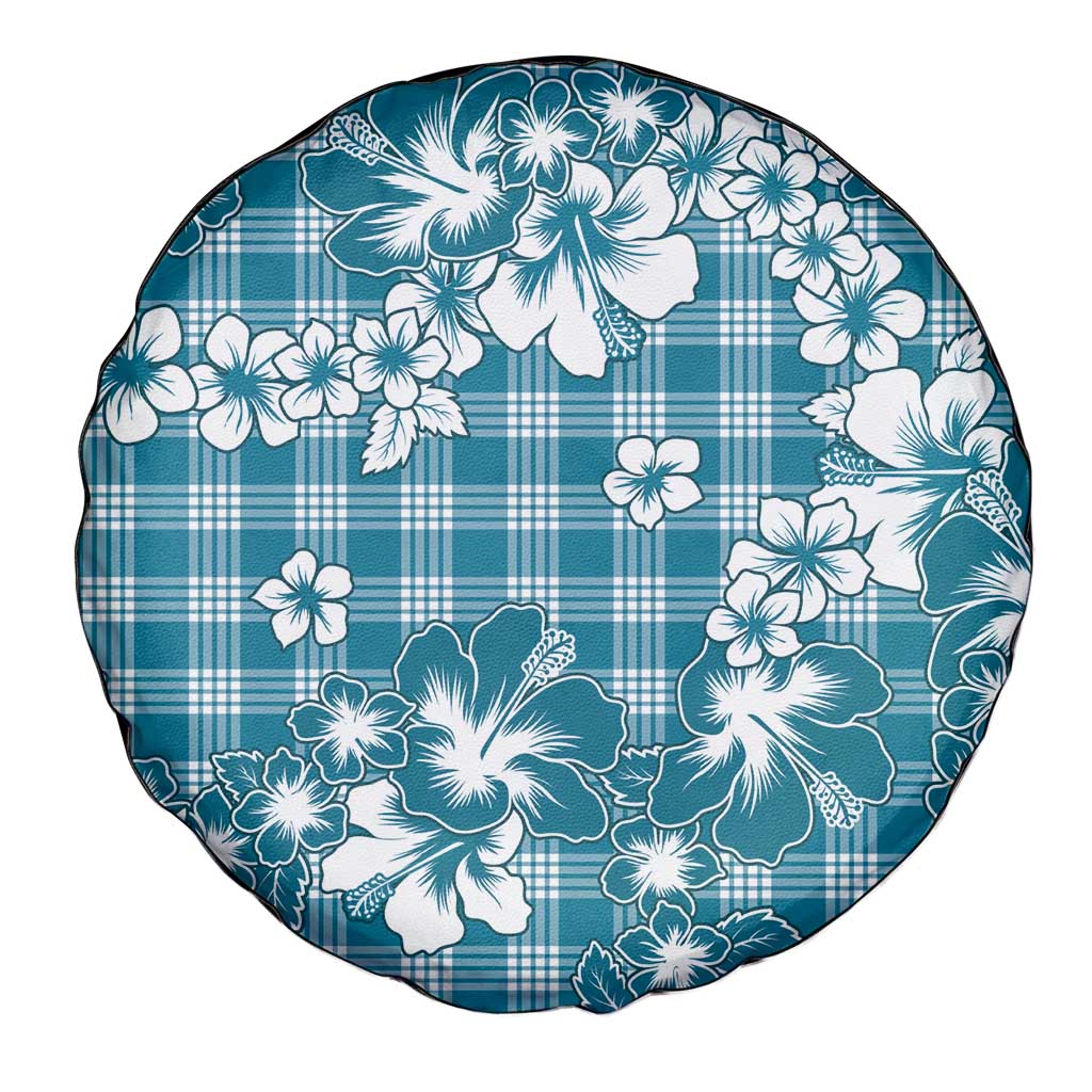 Hibiscus Pakala Ocean Depths Blue Spare Tire Cover Tropical Floral Stylized - Polynesian Pride