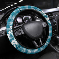 Hibiscus Pakala Ocean Depths Blue Steering Wheel Cover Tropical Floral Stylized - Polynesian Pride