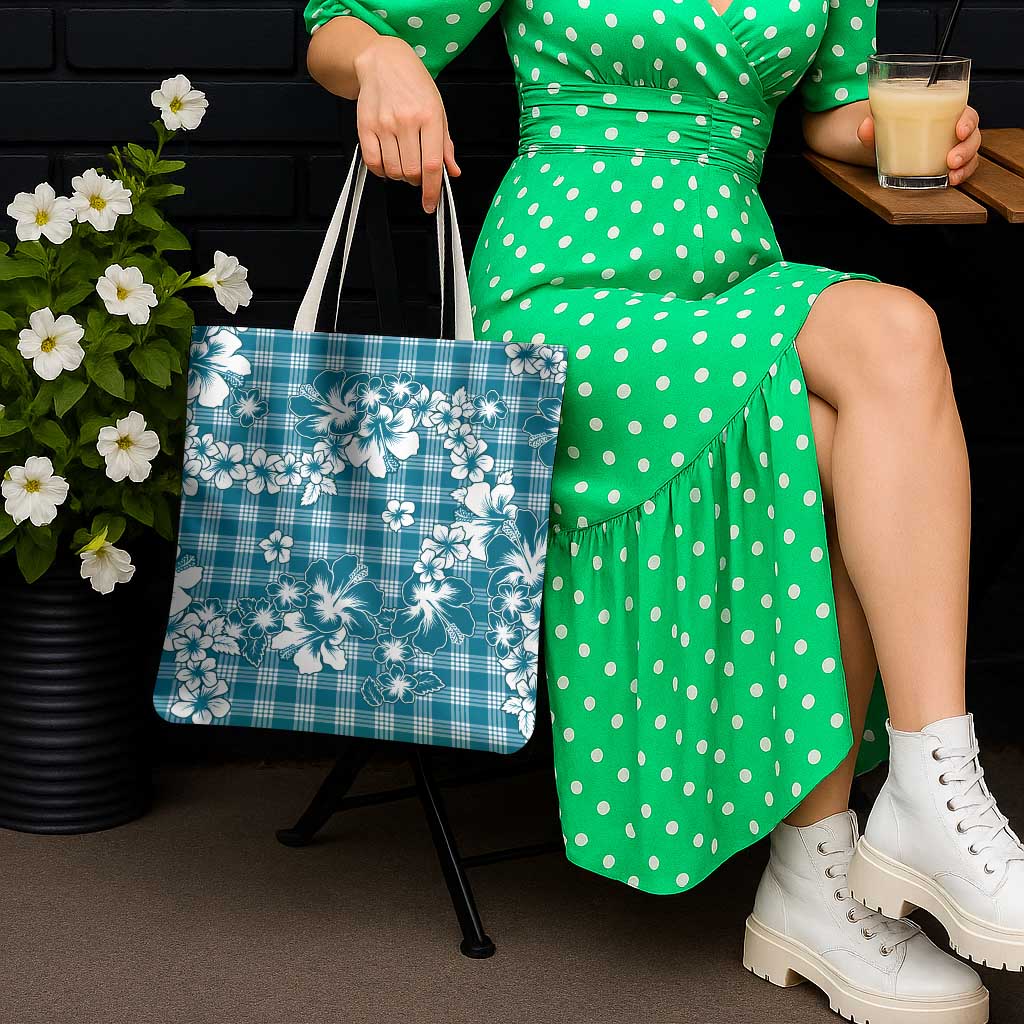 Hibiscus Pakala Ocean Depths Blue Tote Bag Tropical Floral Stylized - Polynesian Pride