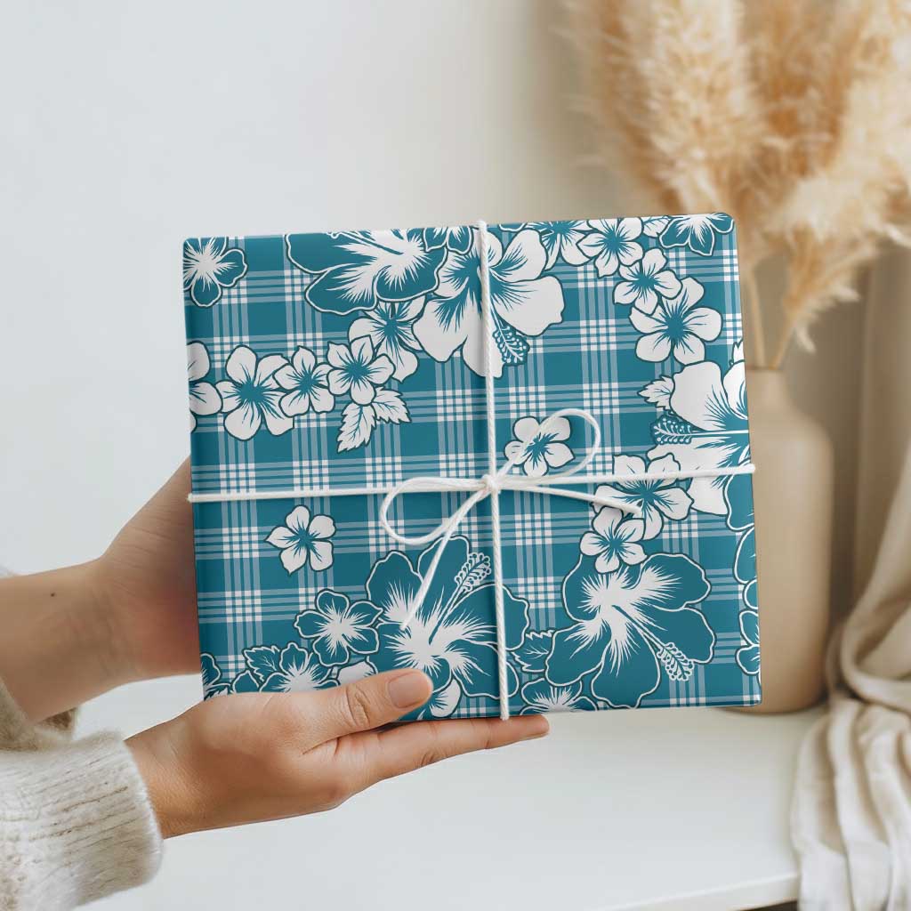 Hibiscus Pakala Ocean Depths Blue Wrapping Paper Tropical Floral Stylized LT01 - Polynesian Pride
