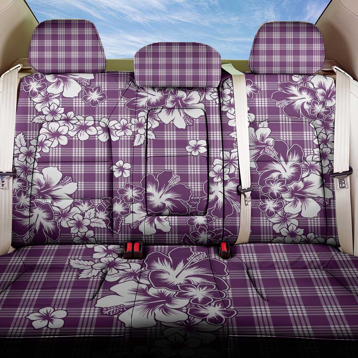 Hibiscus Pakala Sweetie Purple Back Car Seat Cover Tropical Floral Stylized - Polynesian Pride