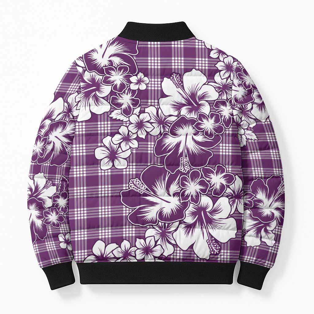 Hibiscus Pakala Sweetie Purple Bomber Puffer Jacket Tropical Floral Stylized - Polynesian Pride