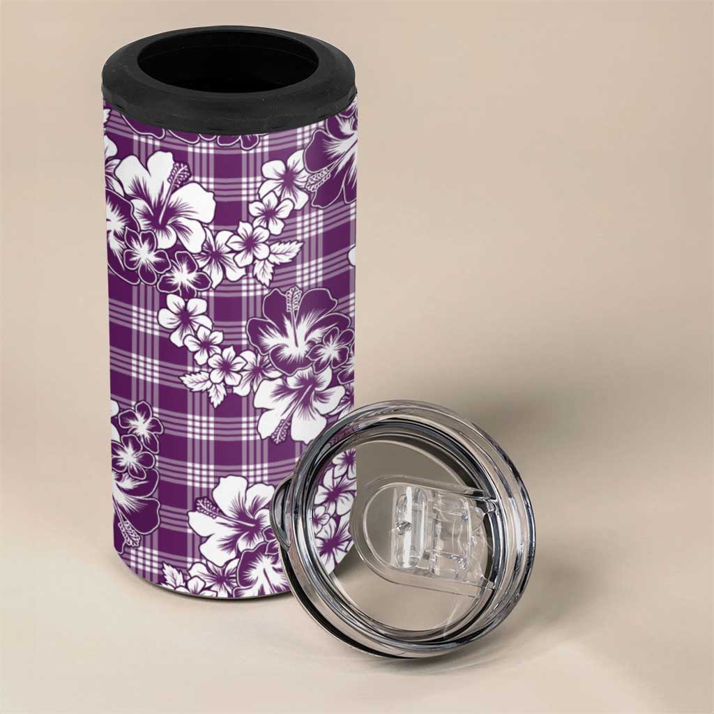 Hibiscus Pakala Sweetie Purple 4 in 1 Can Cooler Tumbler Tropical Floral Stylized - Polynesian Pride