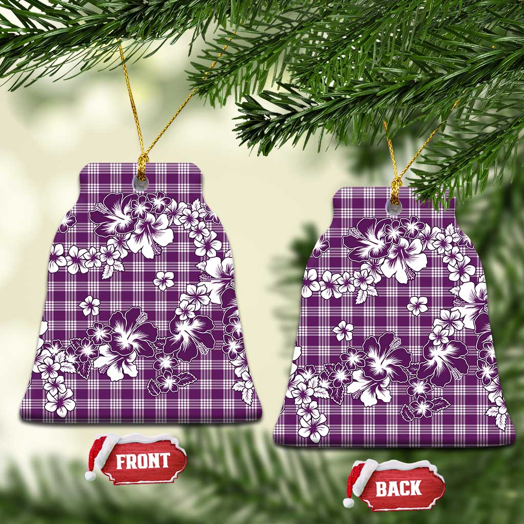 Hibiscus Pakala Sweetie Purple Ceramic Ornament Tropical Floral Stylized LT01 Bell Flake Purple - Polynesian Pride