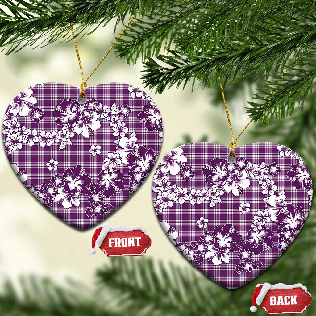 Hibiscus Pakala Sweetie Purple Ceramic Ornament Tropical Floral Stylized LT01 Heart Purple - Polynesian Pride