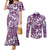 Hibiscus Pakala Sweetie Purple Couples Matching Mermaid Dress and Long Sleeve Button Shirt Tropical Floral Stylized - Polynesian Pride