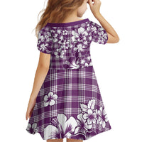 Hibiscus Pakala Sweetie Purple Family Matching Off The Shoulder Long Sleeve Dress and Hawaiian Shirt Tropical Floral Stylized - Polynesian Pride