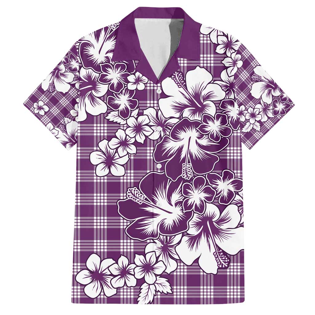 Hibiscus Pakala Sweetie Purple Family Matching Off Shoulder Short Dress and Hawaiian Shirt Tropical Floral Stylized - Polynesian Pride