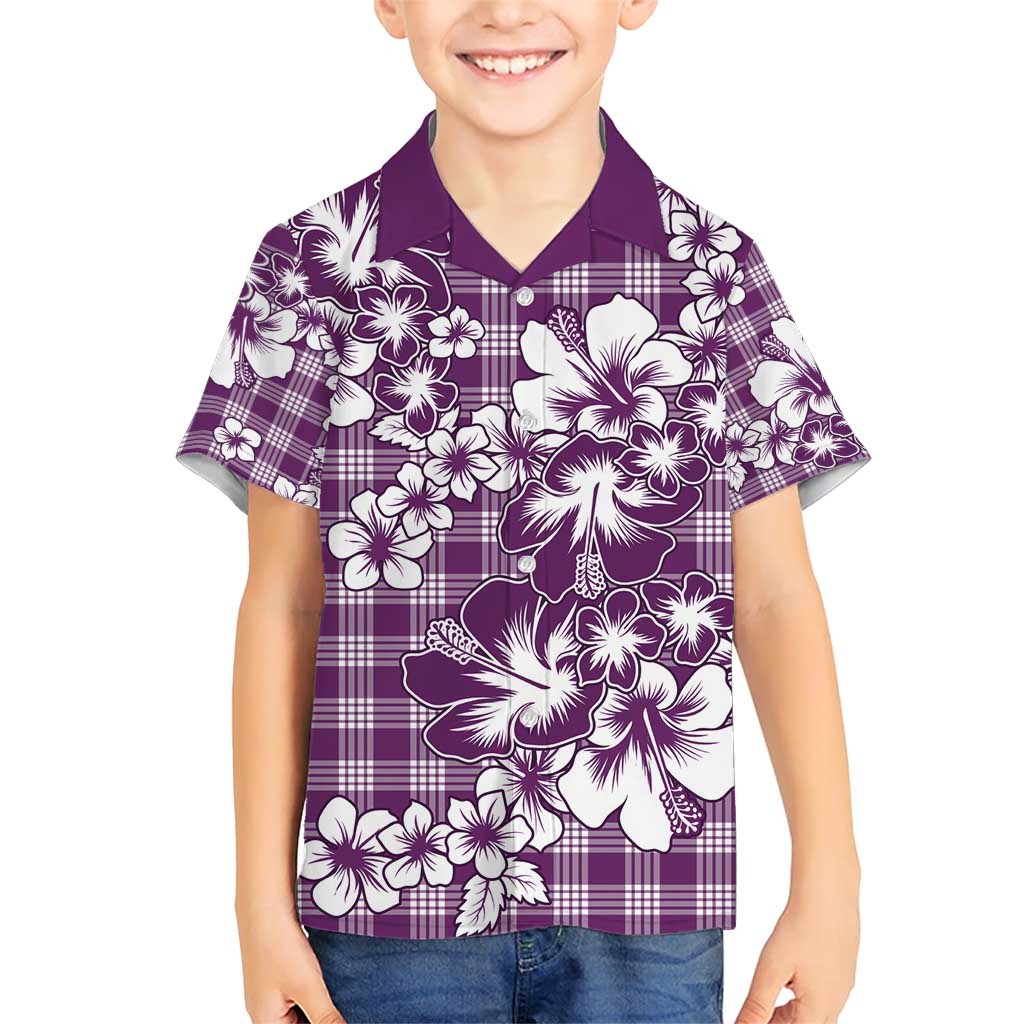 Hibiscus Pakala Sweetie Purple Family Matching Short Sleeve Bodycon Dress and Hawaiian Shirt Tropical Floral Stylized - Polynesian Pride