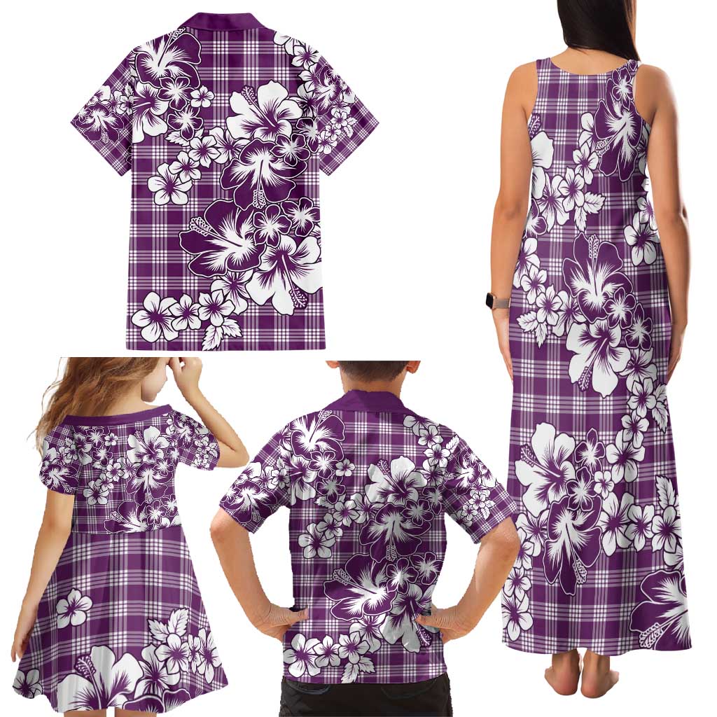 Hibiscus Pakala Sweetie Purple Family Matching Tank Maxi Dress and Hawaiian Shirt Tropical Floral Stylized - Polynesian Pride