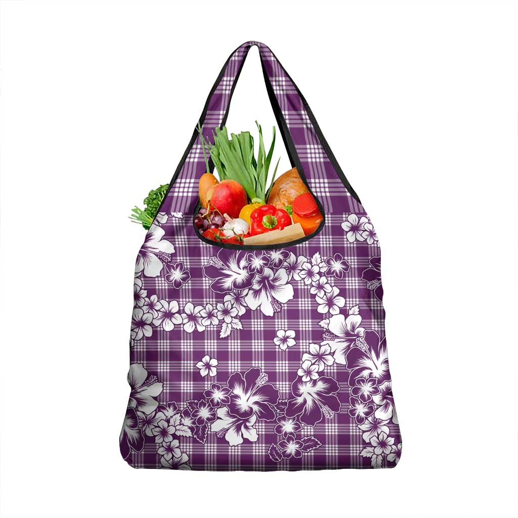 Hibiscus Pakala Sweetie Purple Grocery Bag Tropical Floral Stylized - Polynesian Pride