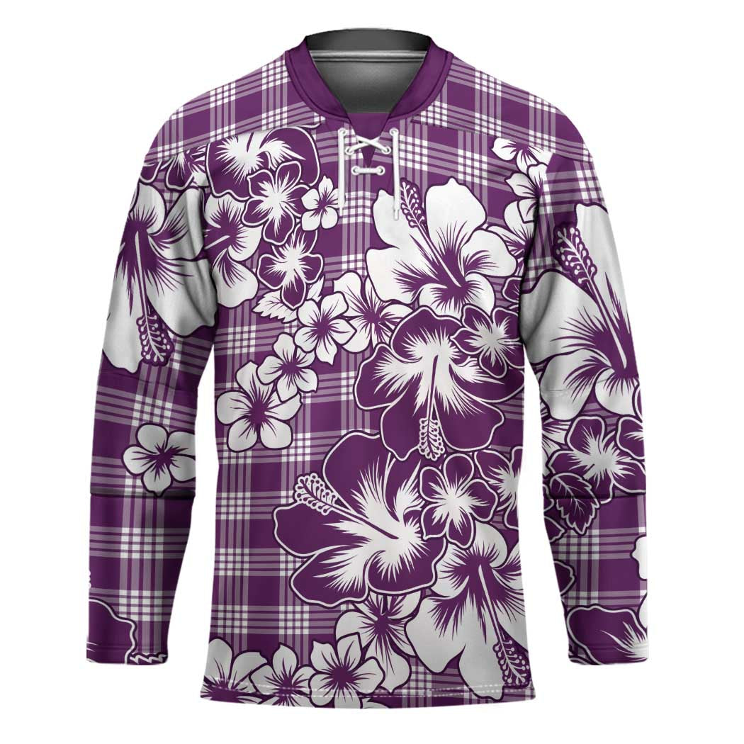 Hibiscus Pakala Sweetie Purple Hockey Jersey Tropical Floral Stylized LT01 Unisex Purple - Polynesian Pride