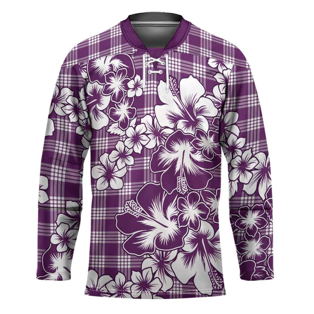 Hibiscus Pakala Sweetie Purple Hockey Jersey Tropical Floral Stylized - Polynesian Pride