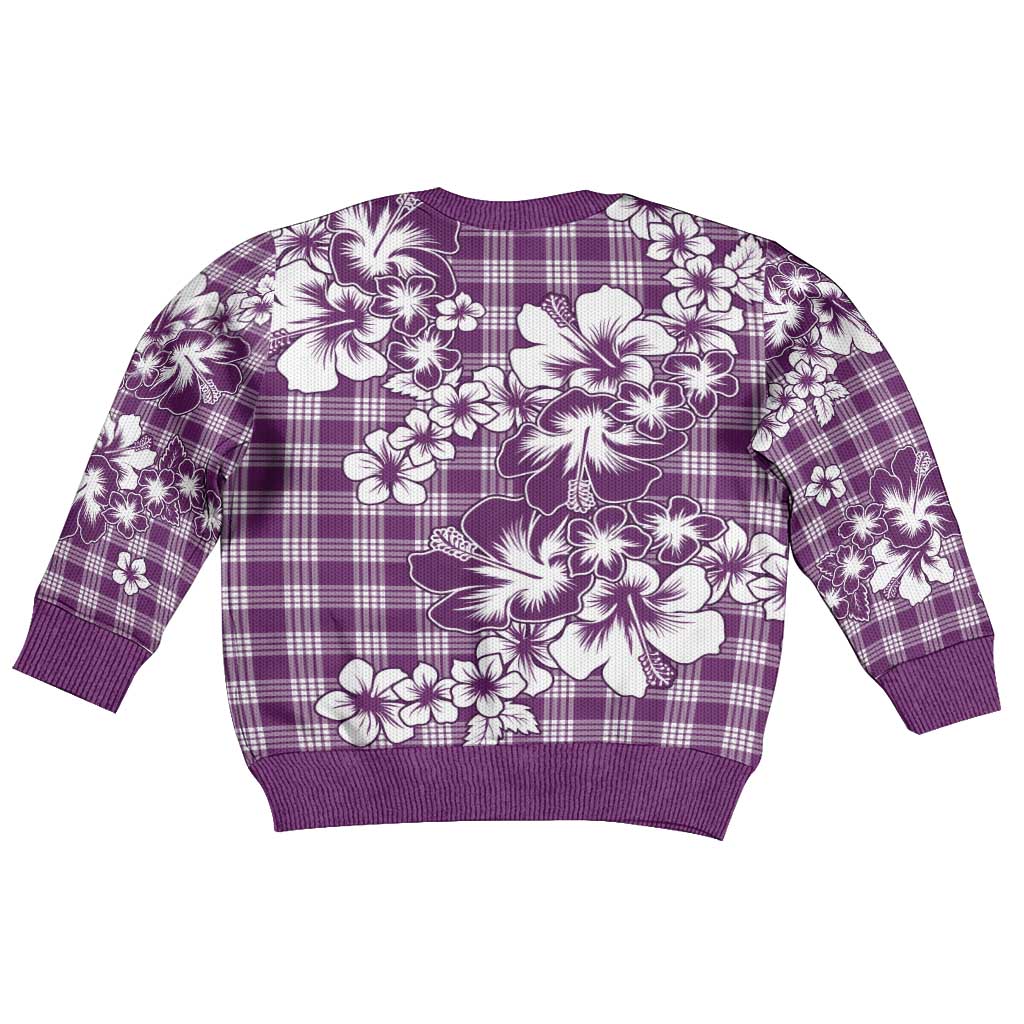 Hibiscus Pakala Sweetie Purple Kid Ugly Christmas Sweater Tropical Floral Stylized - Polynesian Pride