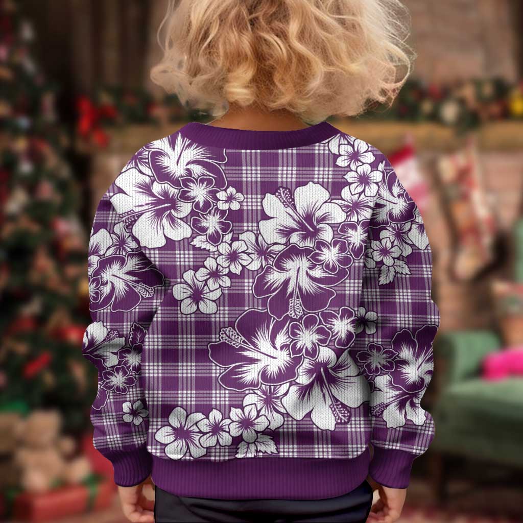 Hibiscus Pakala Sweetie Purple Kid Ugly Christmas Sweater Tropical Floral Stylized - Polynesian Pride
