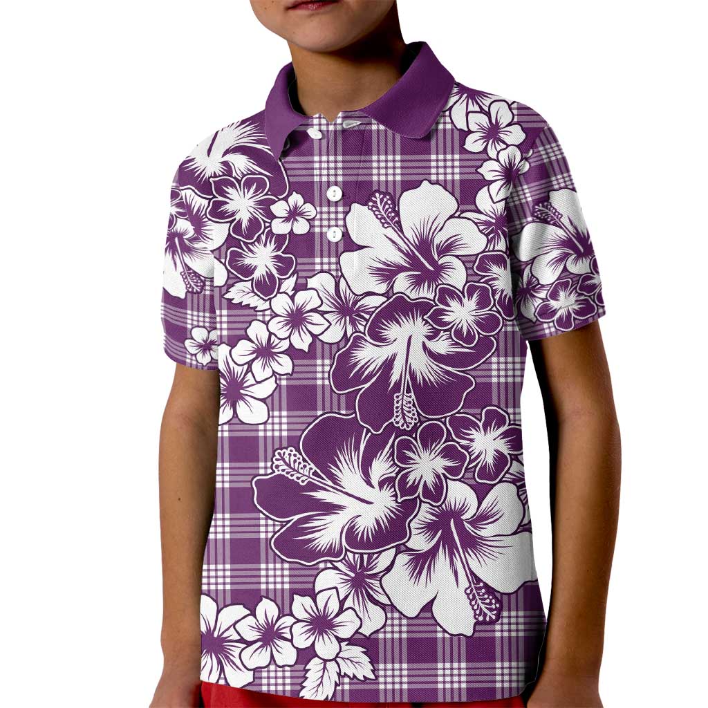 Hibiscus Pakala Sweetie Purple Kid Polo Shirt Tropical Floral Stylized - Polynesian Pride