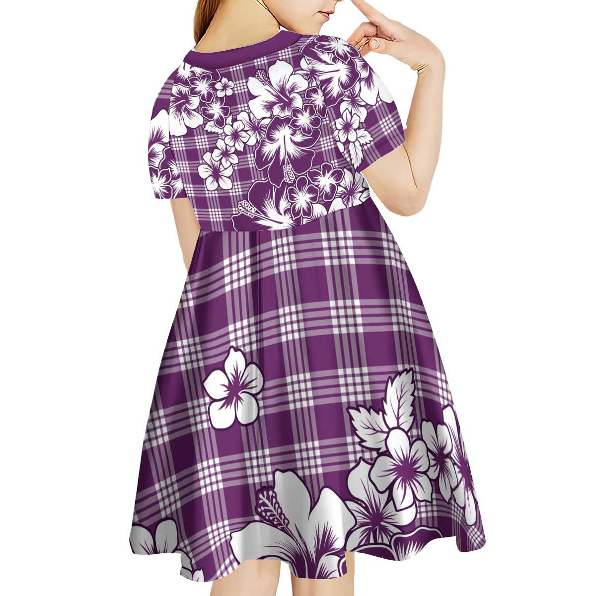 Hibiscus Pakala Sweetie Purple Kid Short Sleeve Dress Tropical Floral Stylized - Polynesian Pride