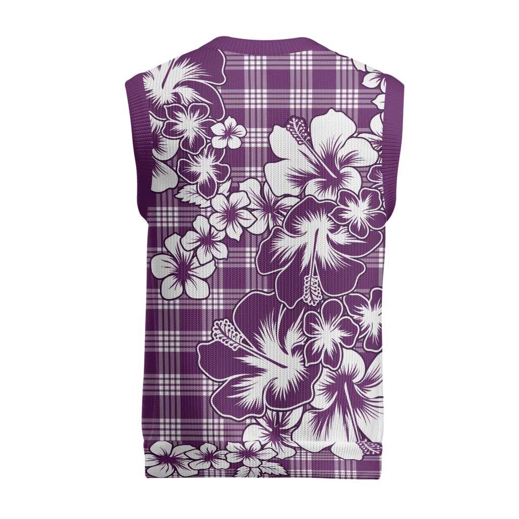 Hibiscus Pakala Sweetie Purple Christmas Knitted V-Neck Vest Tropical Floral Stylized - Polynesian Pride