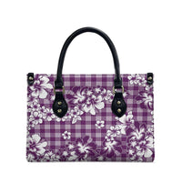 Hibiscus Pakala Sweetie Purple Leather Bag Tropical Floral Stylized - Polynesian Pride