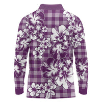 Hibiscus Pakala Sweetie Purple Long Sleeve Polo Shirt Tropical Floral Stylized LT01 - Polynesian Pride