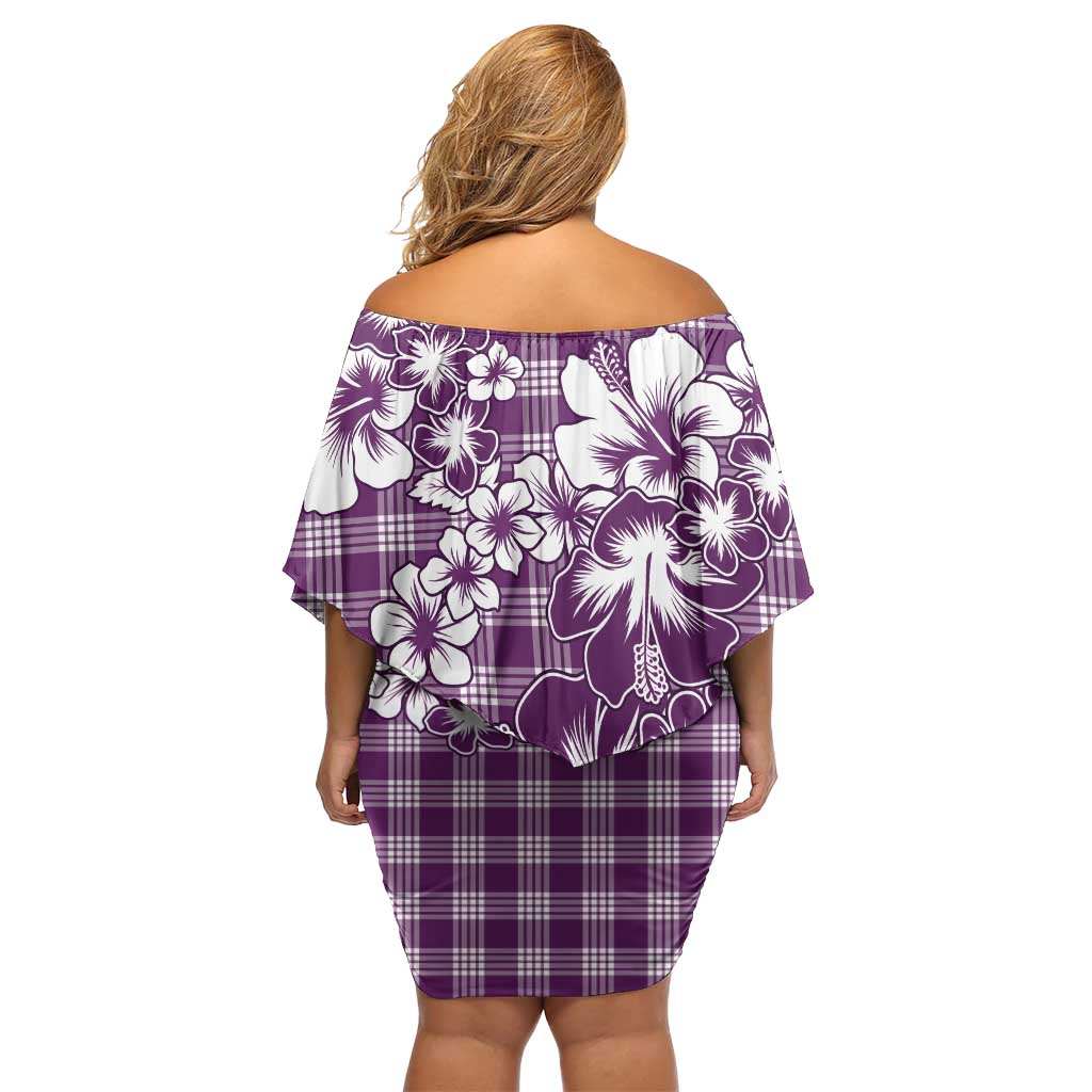 Hibiscus Pakala Sweetie Purple Off Shoulder Short Dress Tropical Floral Stylized - Polynesian Pride