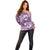 Hibiscus Pakala Sweetie Purple Off Shoulder Sweater Tropical Floral Stylized - Polynesian Pride
