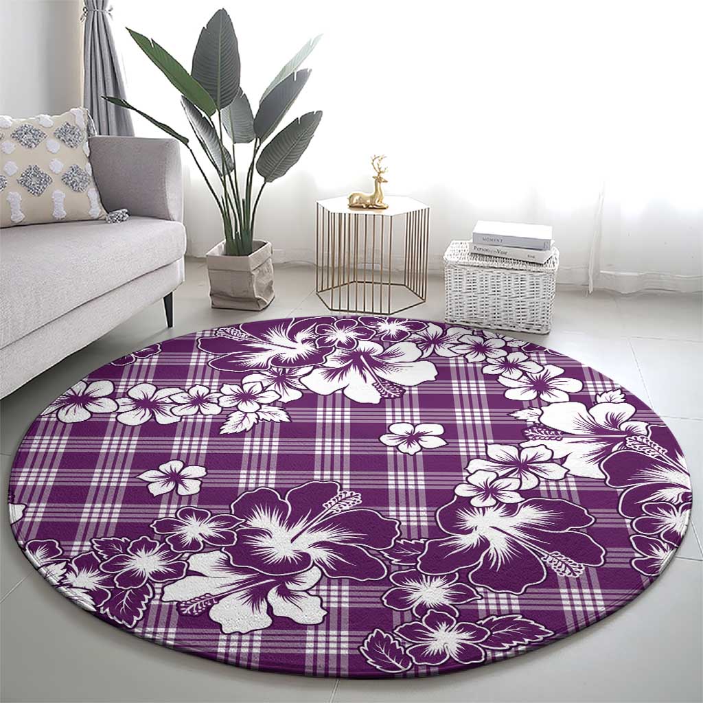 Hibiscus Pakala Sweetie Purple Round Carpet Tropical Floral Stylized - Polynesian Pride