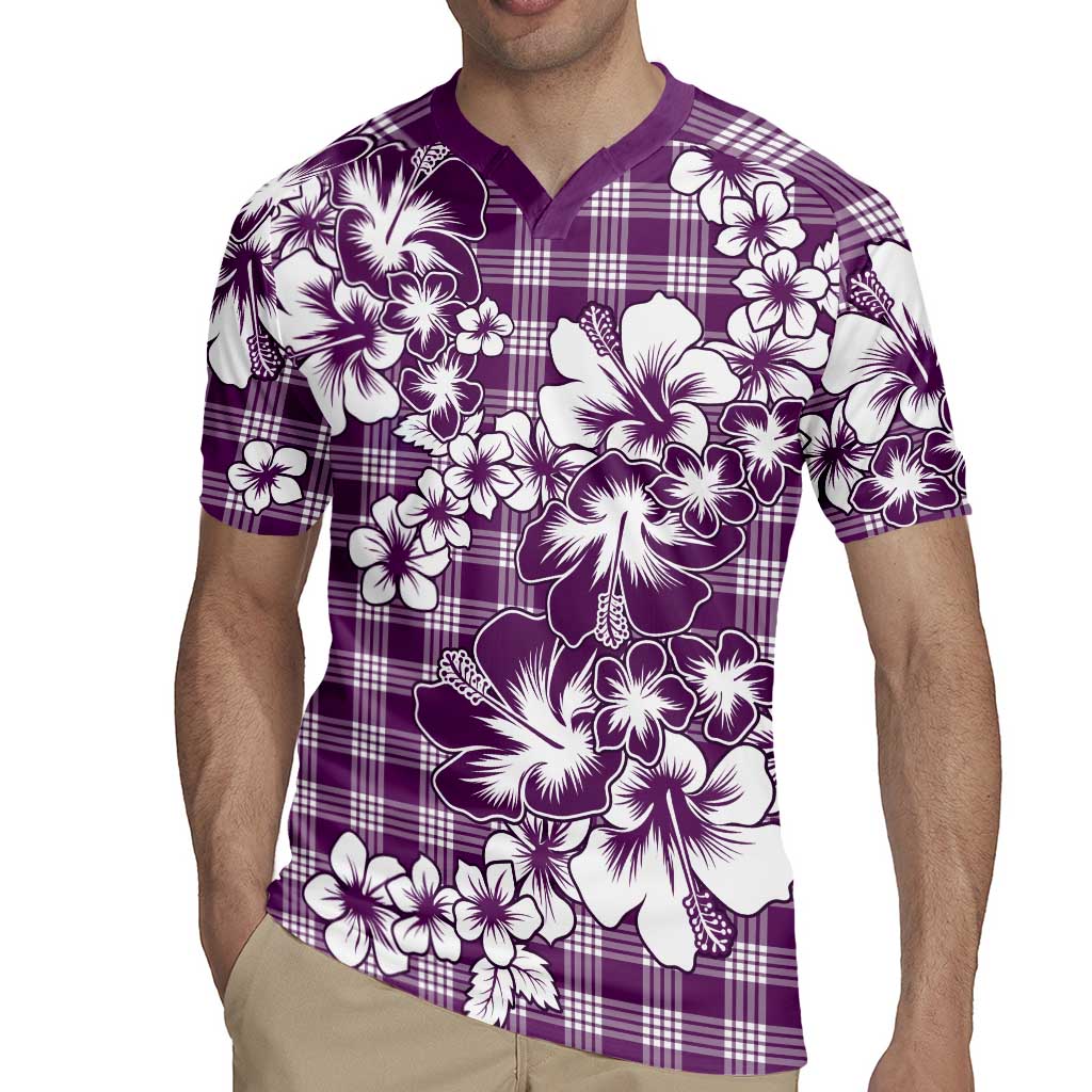 Hibiscus Pakala Sweetie Purple Rugby Jersey Tropical Floral Stylized - Polynesian Pride