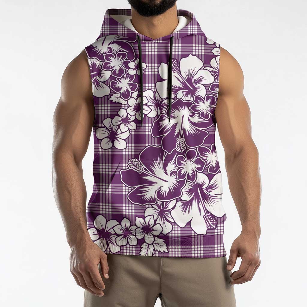 Hibiscus Pakala Sweetie Purple Sleeveless Hoodie Tropical Floral Stylized - Polynesian Pride