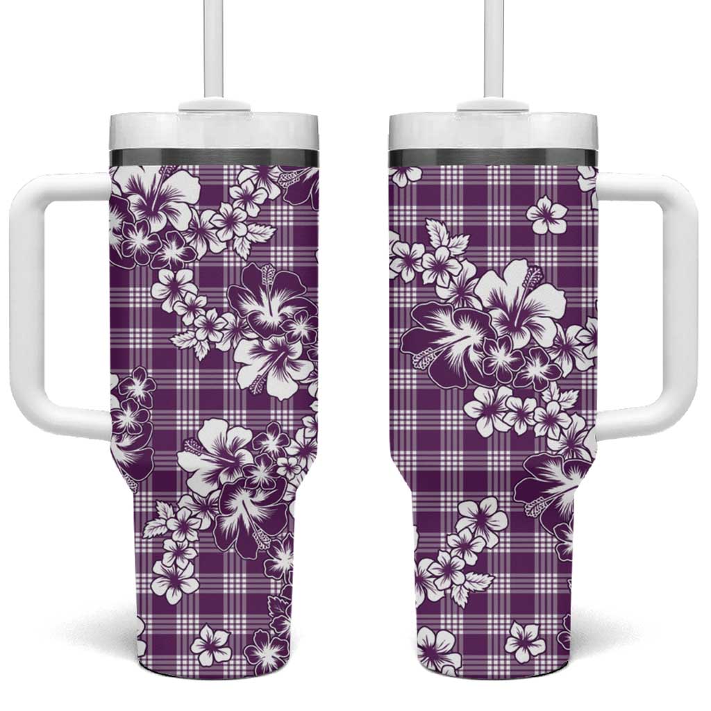 Hibiscus Pakala Sweetie Purple Tumbler With Handle Tropical Floral Stylized - Polynesian Pride