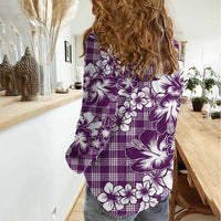 Hibiscus Pakala Sweetie Purple Women Casual Shirt Tropical Floral Stylized - Polynesian Pride