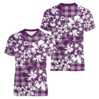 Hibiscus Pakala Sweetie Purple Women V-Neck T-Shirt Tropical Floral Stylized - Polynesian Pride
