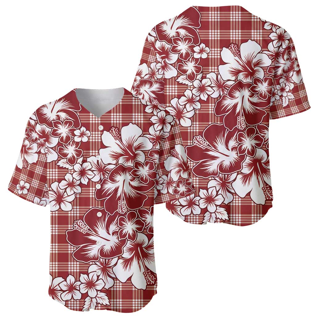 Hibiscus Pakala Fantasy Red Baseball Jersey Tropical Floral Stylized - Polynesian Pride
