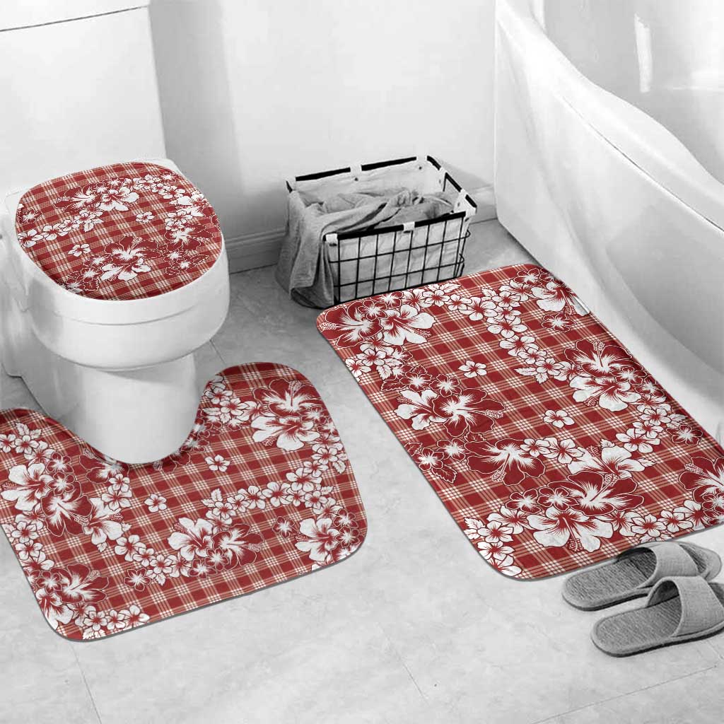 Hibiscus Pakala Fantasy Red Bathroom Set Tropical Floral Stylized - Polynesian Pride