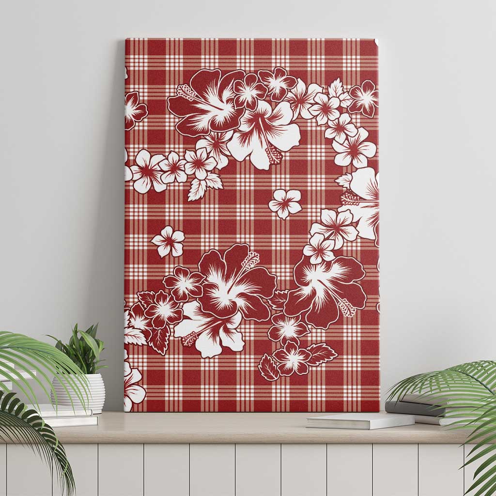Hibiscus Pakala Fantasy Red Canvas Wall Art Tropical Floral Stylized - Polynesian Pride