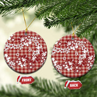 Hibiscus Pakala Fantasy Red Ceramic Ornament Tropical Floral Stylized LT01 Circle Red - Polynesian Pride