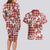 Hibiscus Pakala Fantasy Red Couples Matching Long Sleeve Bodycon Dress and Hawaiian Shirt Tropical Floral Stylized - Polynesian Pride