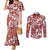 Hibiscus Pakala Fantasy Red Couples Matching Mermaid Dress and Long Sleeve Button Shirt Tropical Floral Stylized - Polynesian Pride