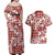 Hibiscus Pakala Fantasy Red Couples Matching Off Shoulder Maxi Dress and Hawaiian Shirt Tropical Floral Stylized - Polynesian Pride