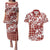 Hibiscus Pakala Fantasy Red Couples Matching Puletasi and Hawaiian Shirt Tropical Floral Stylized - Polynesian Pride