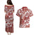 Hibiscus Pakala Fantasy Red Couples Matching Puletasi and Hawaiian Shirt Tropical Floral Stylized - Polynesian Pride